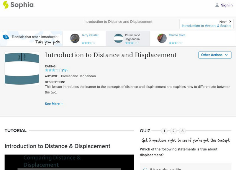 Sophia: Introduction to Distance and Displacement: Lesson 1 Unit Plan Sophia: Introduction to Distance and Displacement: Lesson 1 Unit Plan