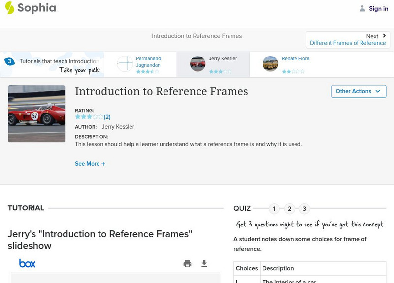 Sophia: Introduction to Reference Frames: Lesson 3 PPT for 9th - 10th ...
