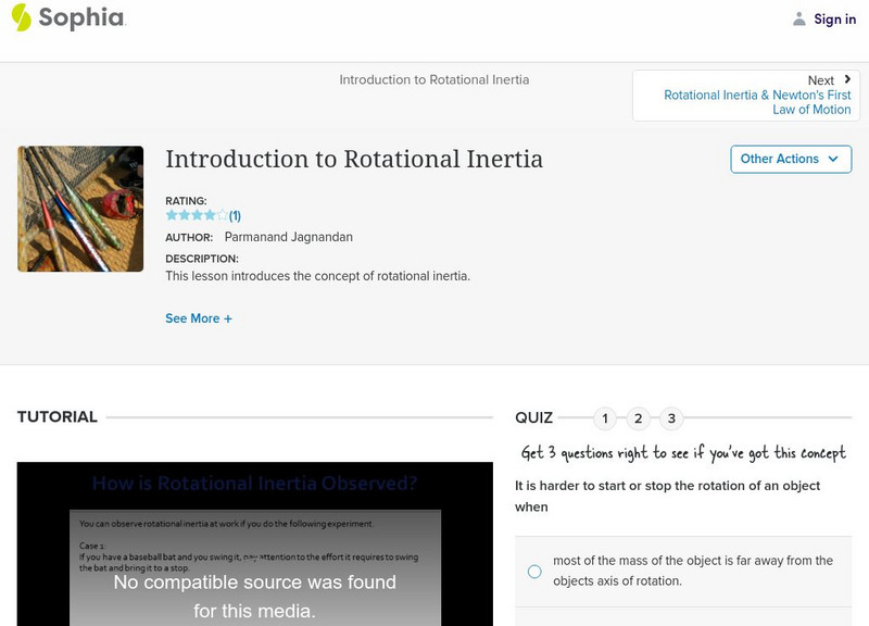 Sophia: Introduction to Rotational Inertia Unit Plan