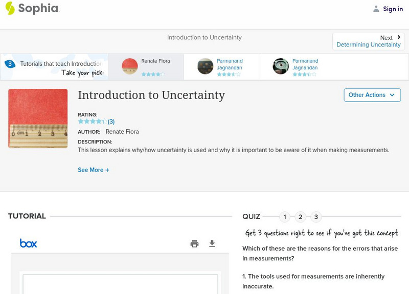 Sophia: Introduction to Uncertainty: Lesson 2 PPT