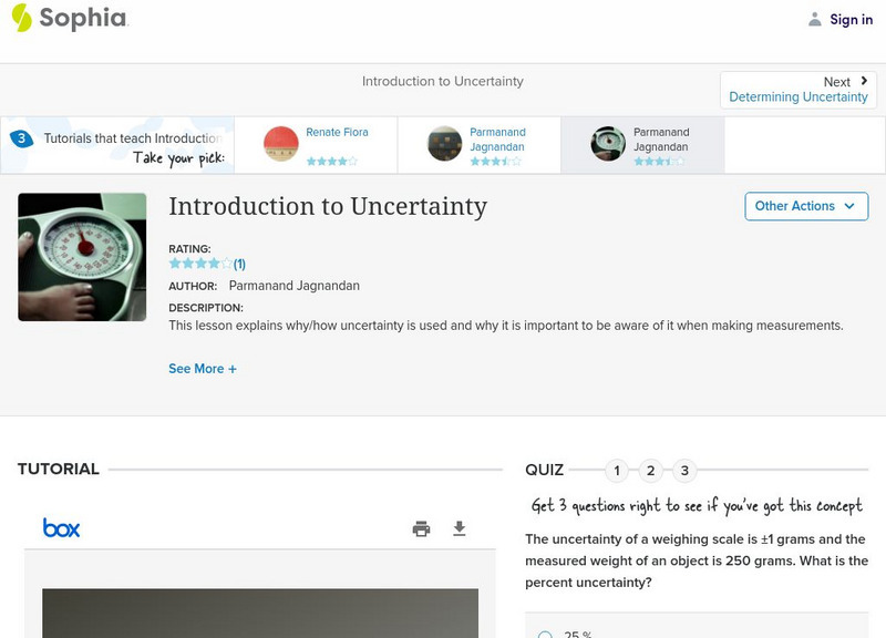 Sophia: Introduction to Uncertainty: Lesson 4 PPT