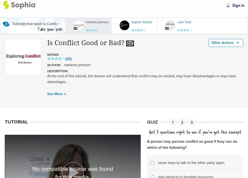 Sophia: Is Conflict Good or Bad?: Lesson 2 Instructional Video Sophia: Is Conflict Good or Bad?: Lesson 2 Instructional Video