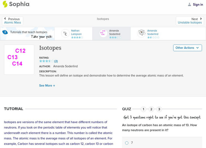 Sophia: Isotopes: Lesson 2 Unit Plan Sophia: Isotopes: Lesson 2 Unit Plan