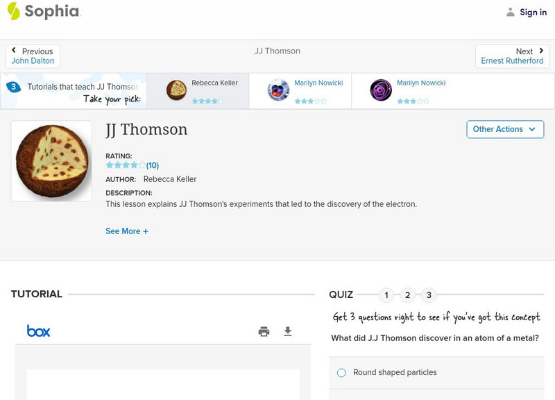 Sophia: Jj Thomson: Lesson 2 PPT