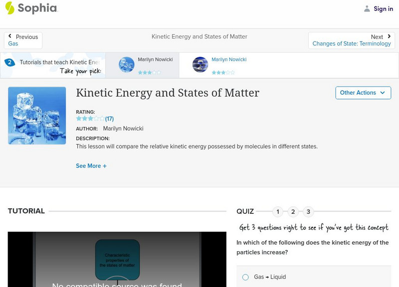 Sophia: Kinetic Energy and States of Matter: Lesson 1 Unit Plan Sophia: Kinetic Energy and States of Matter: Lesson 1 Unit Plan