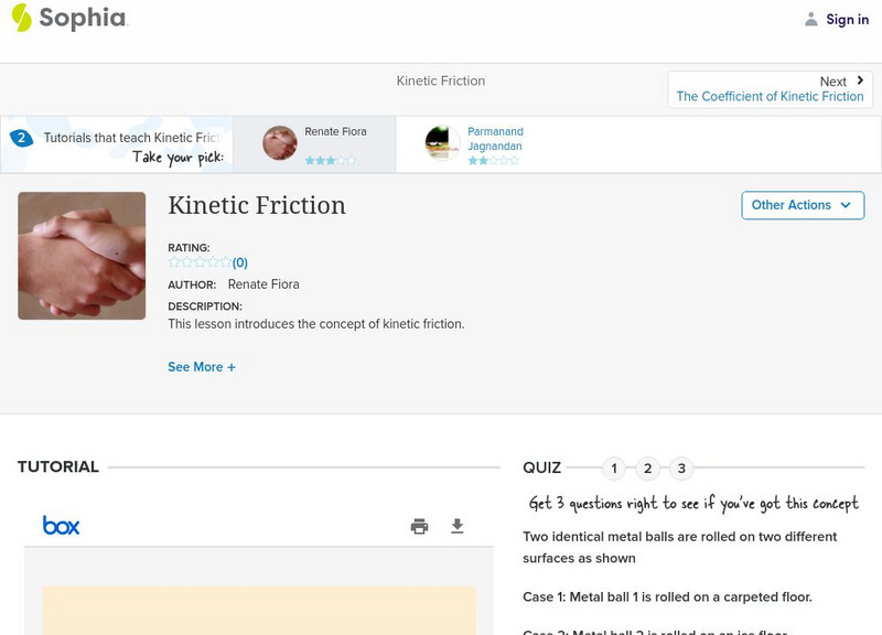 Sophia: Kinetic Friction: Lesson 2 PPT Sophia: Kinetic Friction: Lesson 2 PPT