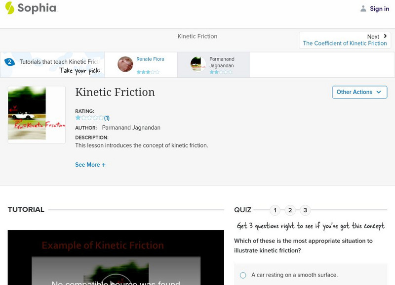 Sophia: Kinetic Friction: Lesson 1 Unit Plan Sophia: Kinetic Friction: Lesson 1 Unit Plan