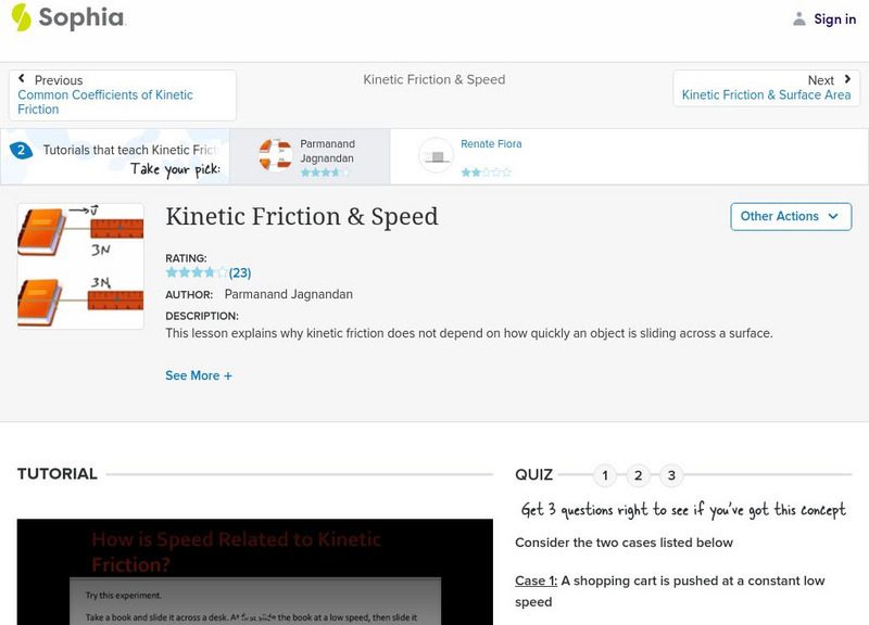 Sophia: Kinetic Friction & Speed: Lesson 1 Unit Plan Sophia: Kinetic Friction & Speed: Lesson 1 Unit Plan
