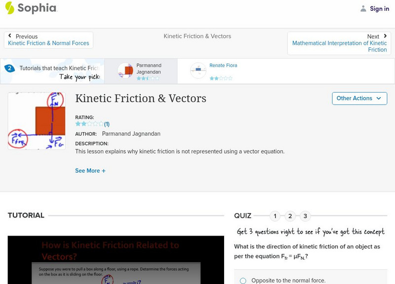 Sophia: Kinetic Friction & Vectors: Lesson 1 Unit Plan Sophia: Kinetic Friction & Vectors: Lesson 1 Unit Plan