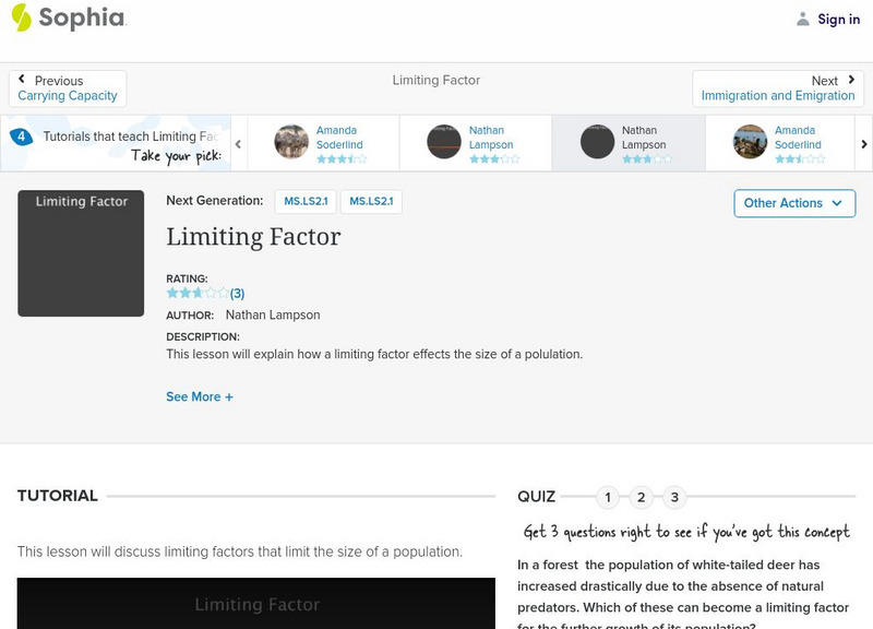 Sophia: Limiting Factor: Lesson 1 Instructional Video Sophia: Limiting Factor: Lesson 1 Instructional Video