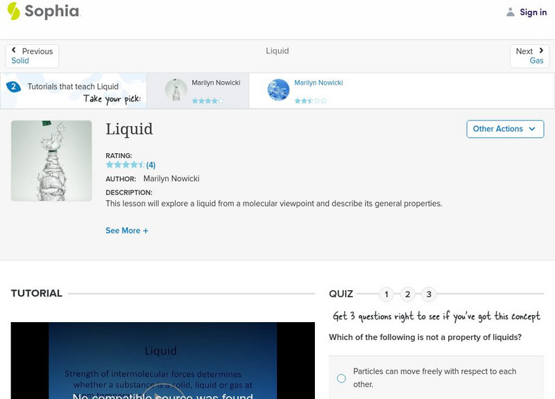 Sophia: Liquid: Lesson 2 Instructional Video Sophia: Liquid: Lesson 2 Instructional Video