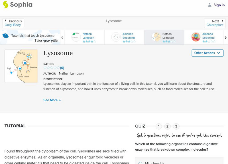 Sophia: Lysosome: Lesson 3 Unit Plan Sophia: Lysosome: Lesson 3 Unit Plan