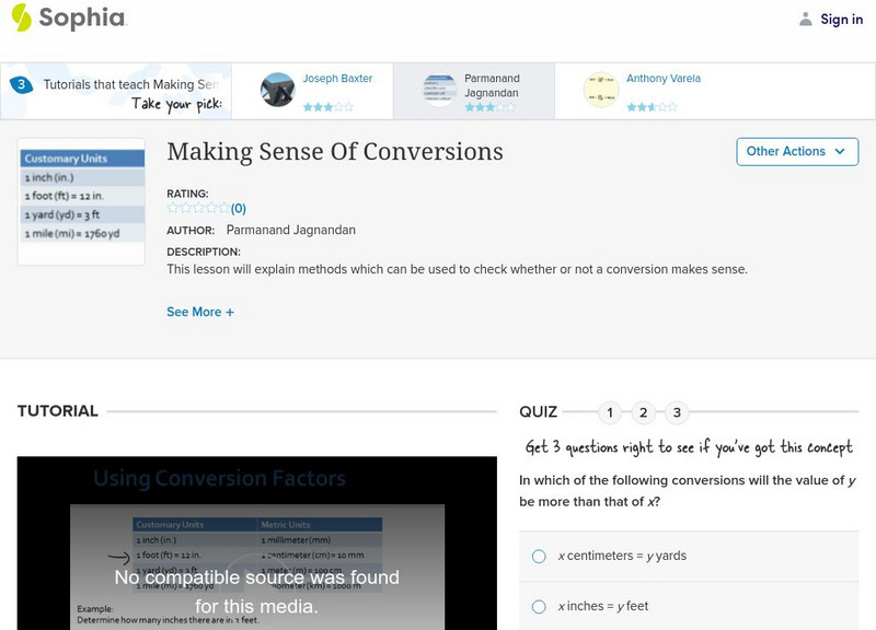 Sophia: Making Sense of Conversions: Lesson 3 Instructional Video Sophia: Making Sense of Conversions: Lesson 3 Instructional Video
