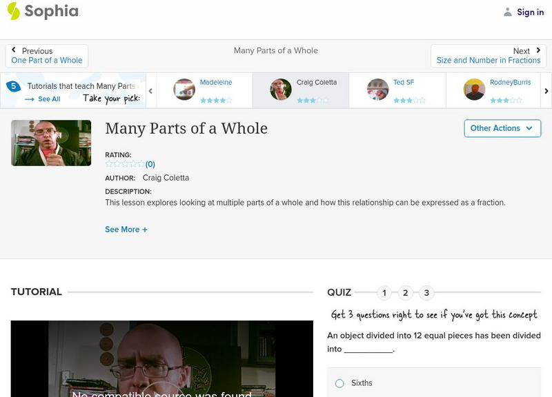 Sophia: Many Parts of a Whole: Lesson 7 Instructional Video Sophia: Many Parts of a Whole: Lesson 7 Instructional Video