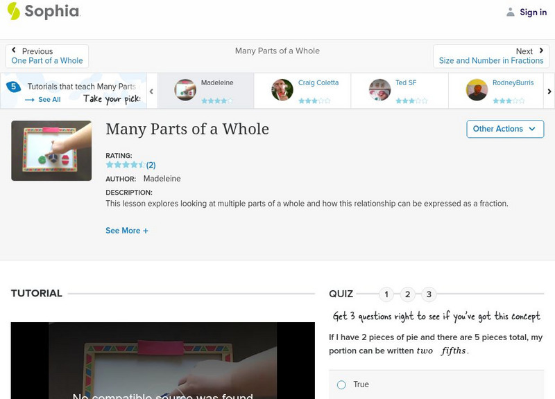 Sophia: Many Parts of a Whole: Lesson 1 Instructional Video Sophia: Many Parts of a Whole: Lesson 1 Instructional Video