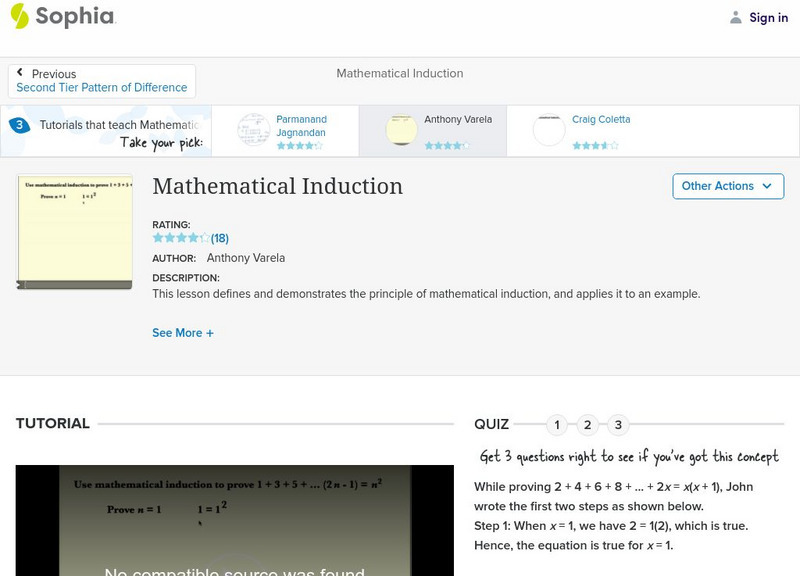 Sophia: Mathematical Induction: Lesson 3 Instructional Video Sophia: Mathematical Induction: Lesson 3 Instructional Video