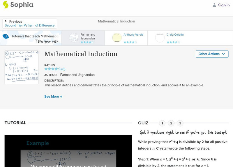 Sophia: Mathematical Induction: Lesson 4 Instructional Video Sophia: Mathematical Induction: Lesson 4 Instructional Video