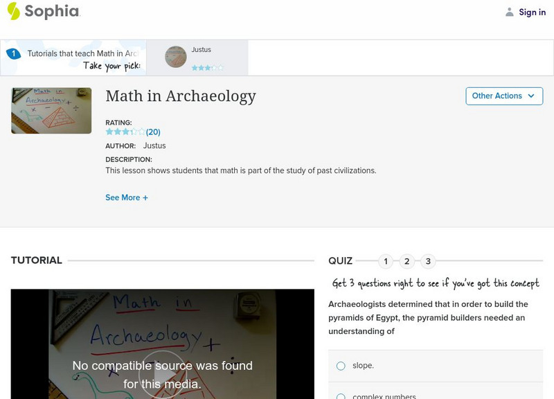 Sophia: Math in Archaeology: Lesson 4 Instructional Video Sophia: Math in Archaeology: Lesson 4 Instructional Video