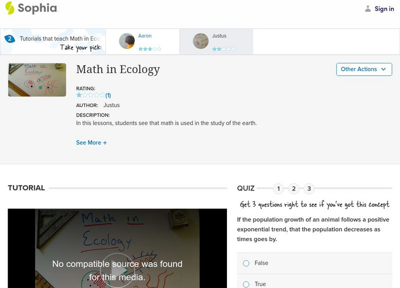 Sophia: Math in Ecology: Lesson 4 Instructional Video Sophia: Math in Ecology: Lesson 4 Instructional Video