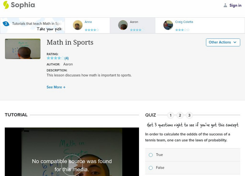 Sophia: Math in Sports: Lesson 3 Instructional Video Sophia: Math in Sports: Lesson 3 Instructional Video