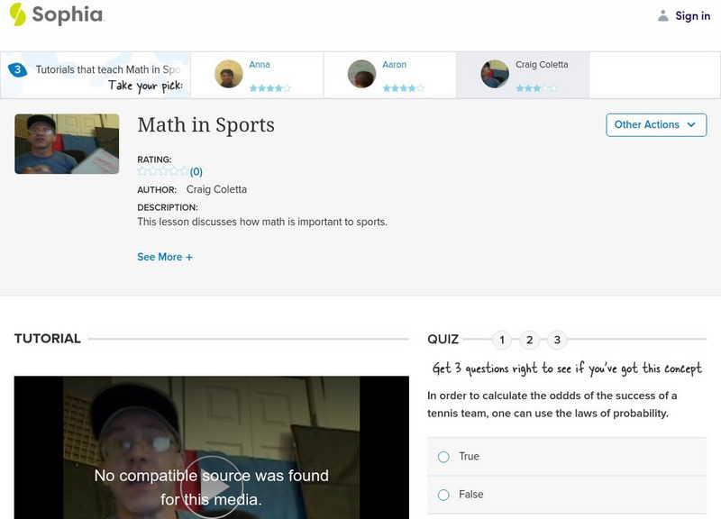 Sophia: Math in Sports: Lesson 1 Instructional Video Sophia: Math in Sports: Lesson 1 Instructional Video