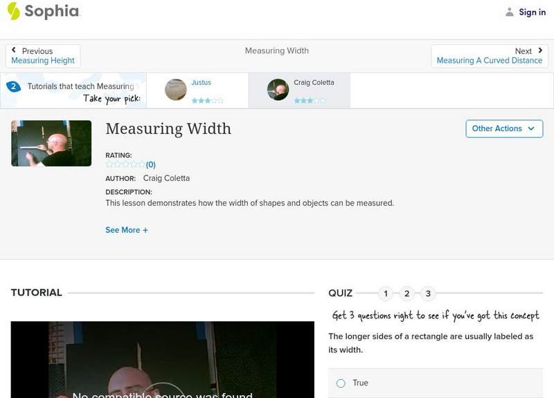 Sophia: Measuring Width: Lesson 3 Instructional Video