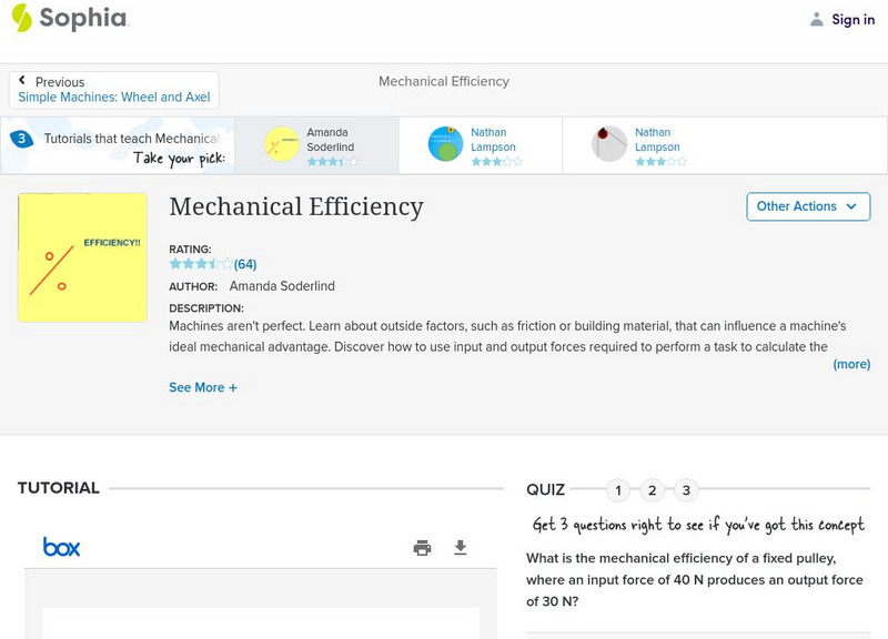 Sophia: Mechanical Efficiency: Lesson 1 PPT