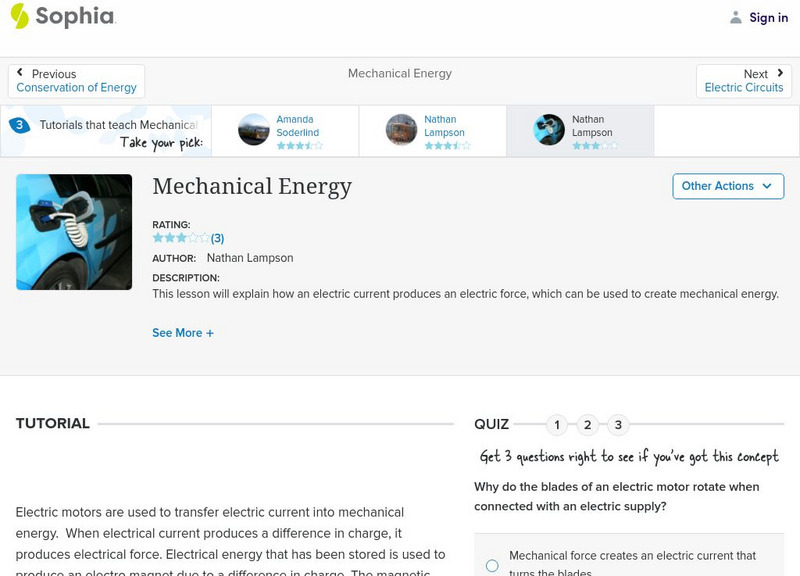 Sophia: Mechanical Energy: Lesson 3 Unit Plan