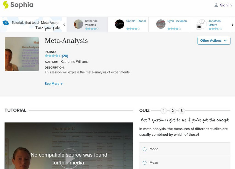 Sophia: Meta Analysis: Lesson 2 Instructional Video