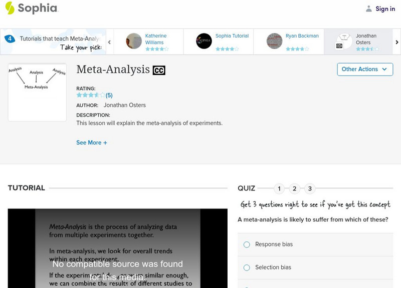 Sophia: Meta Analysis: Lesson 3 Instructional Video