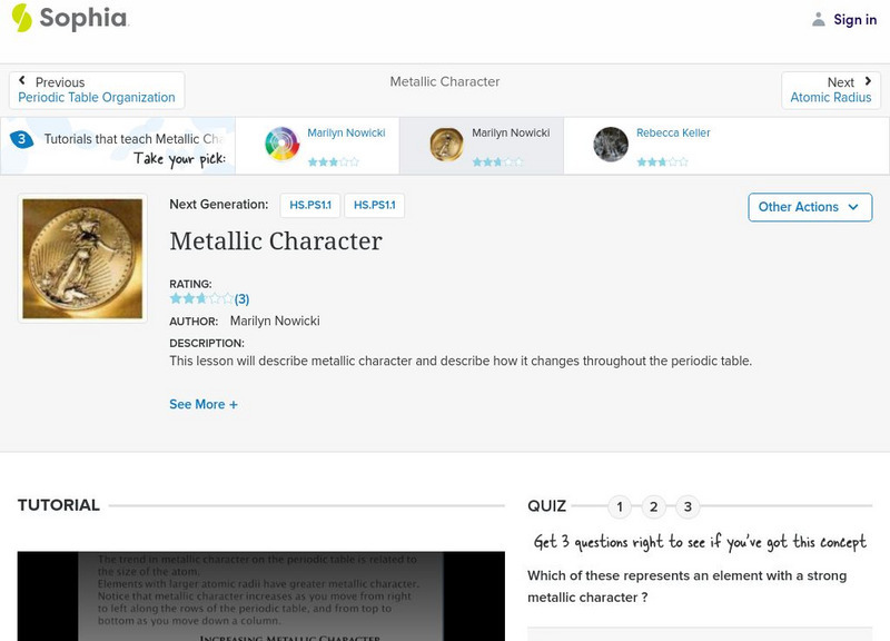 Sophia: Metallic Character: Lesson 1 Unit Plan