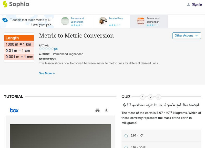 Sophia: Metric to Metric Conversion: Lesson 4 PPT Sophia: Metric to Metric Conversion: Lesson 4 PPT