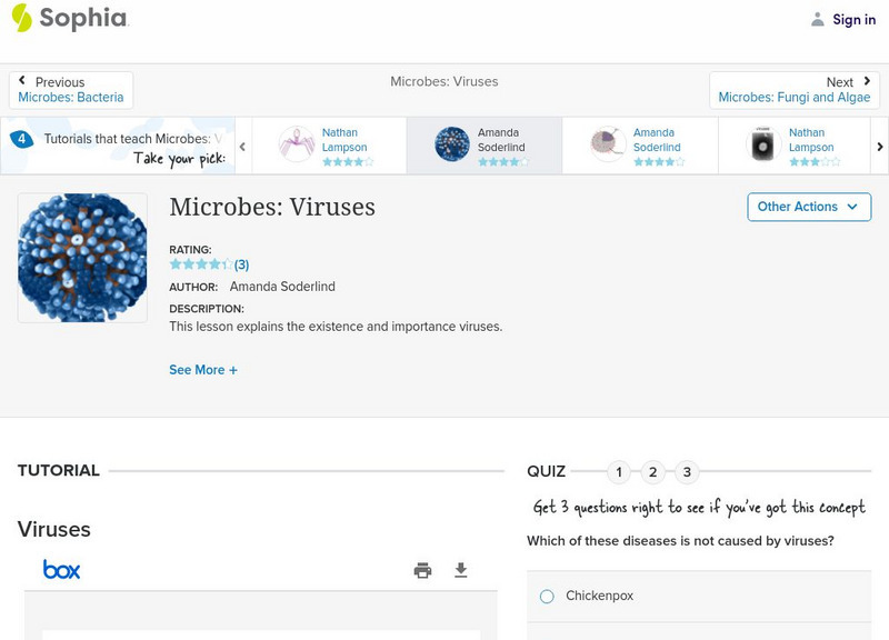 Sophia: Microbes: Viruses: Lesson 4 PPT