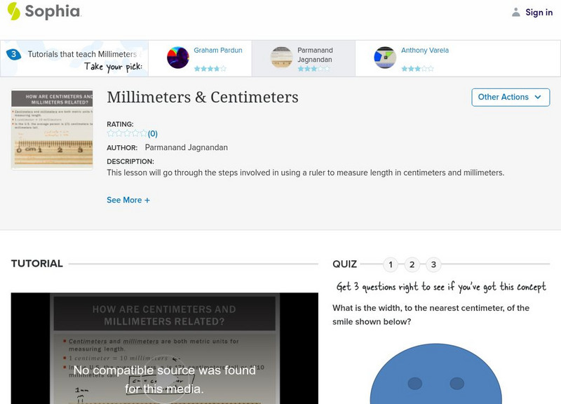 Sophia: Millimeters & Centimeters: Lesson 1 Instructional Video Sophia: Millimeters & Centimeters: Lesson 1 Instructional Video