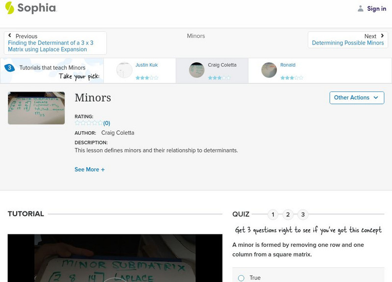 Sophia: Minors: Lesson 5 Instructional Video