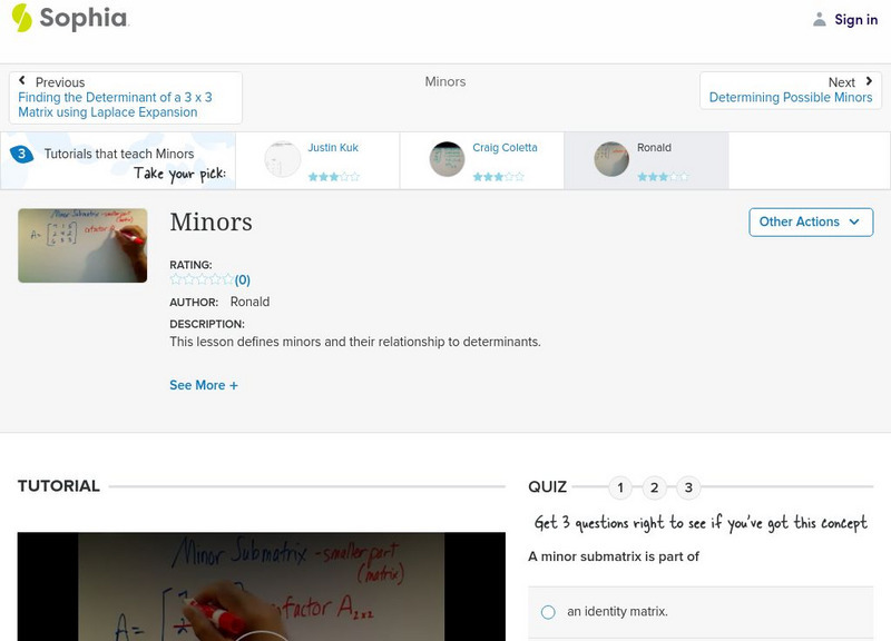 Sophia: Minors: Lesson 6 Instructional Video
