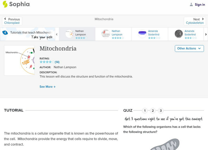 Sophia: Mitochondria: Lesson 3 Unit Plan