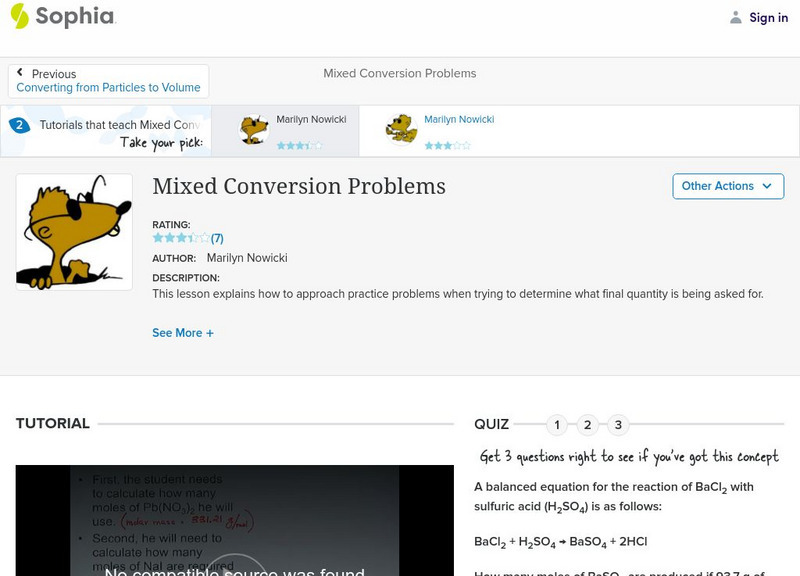 Sophia: Mixed Conversion Problems: Lesson 1 Instructional Video Sophia: Mixed Conversion Problems: Lesson 1 Instructional Video