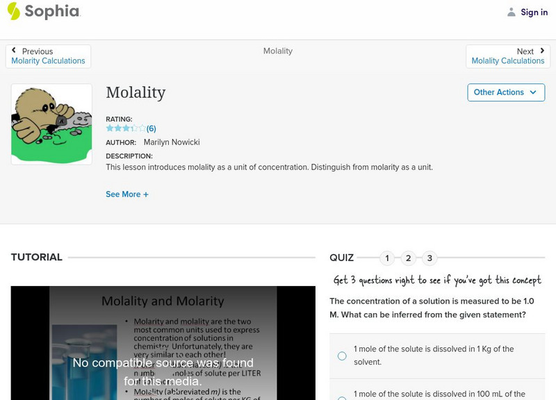Sophia: Molality: Lesson 2 Unit Plan