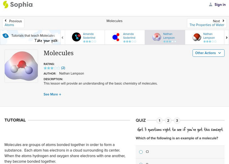 Sophia: Molecules: Lesson 2 Unit Plan