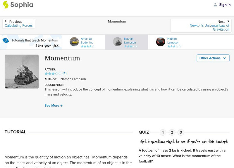 Sophia: Momentum: Lesson 2 Unit Plan Sophia: Momentum: Lesson 2 Unit Plan