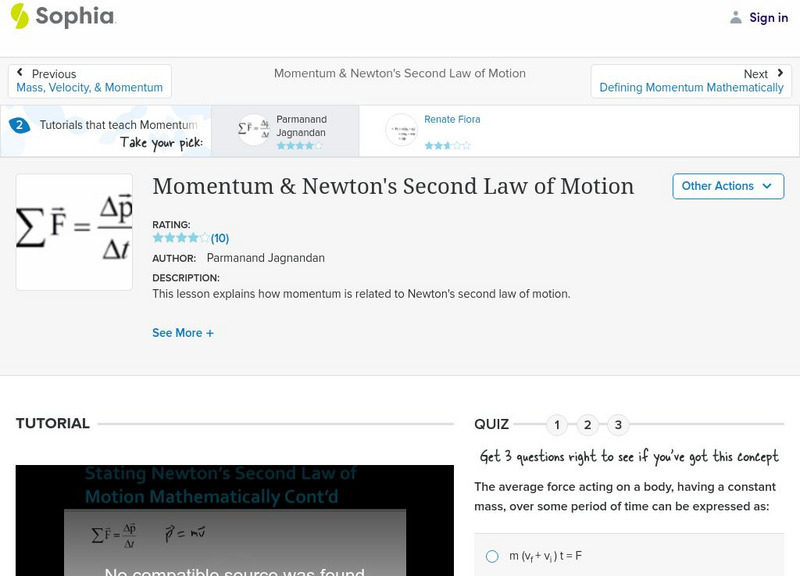 Sophia: Momentum & Newton's Second Law of Motion Unit Plan