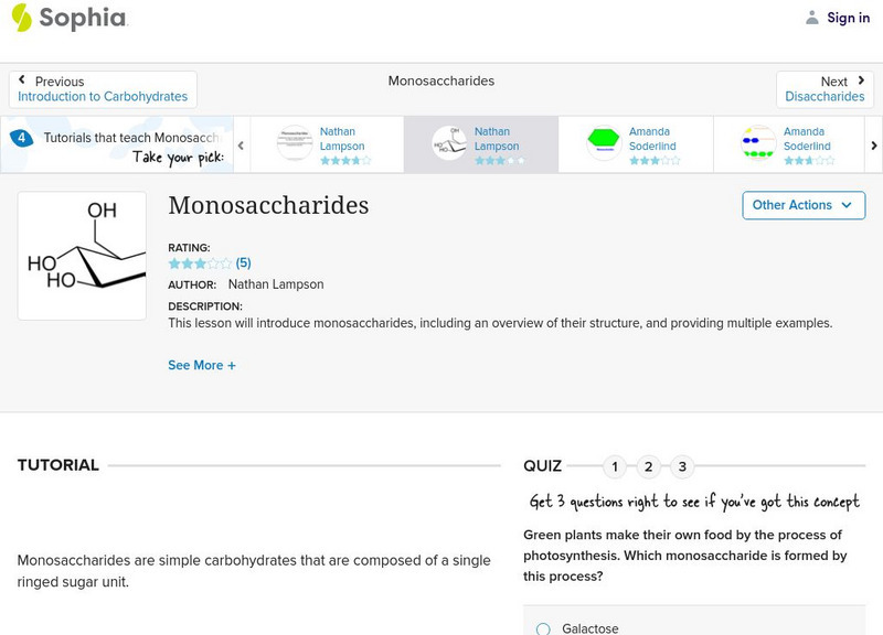 Sophia: Monosaccharides: Lesson 2 Unit Plan Sophia: Monosaccharides: Lesson 2 Unit Plan