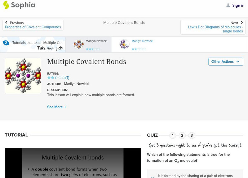 Sophia: Multiple Covalent Bonds: Lesson 2 Unit Plan Sophia: Multiple Covalent Bonds: Lesson 2 Unit Plan
