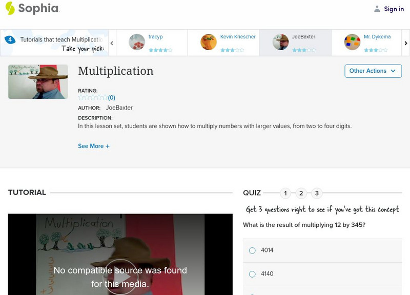 Sophia: Multiplication: Lesson 6 Instructional Video Sophia: Multiplication: Lesson 6 Instructional Video