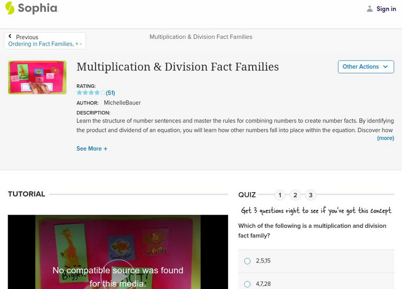 Sophia: Multiplication & Division Fact Families Instructional Video Sophia: Multiplication & Division Fact Families Instructional Video