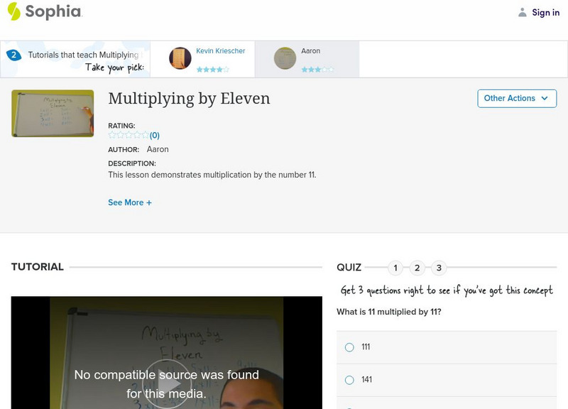 Sophia: Multiplying by Eleven: Lesson 8 Instructional Video Sophia: Multiplying by Eleven: Lesson 8 Instructional Video
