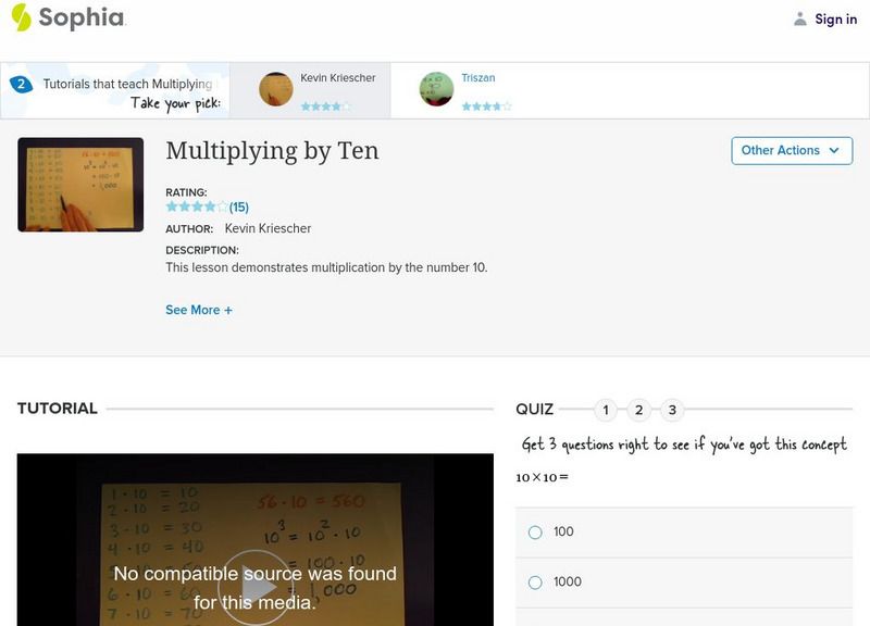 Sophia: Multiplying by Ten: Lesson 1 Instructional Video Sophia: Multiplying by Ten: Lesson 1 Instructional Video