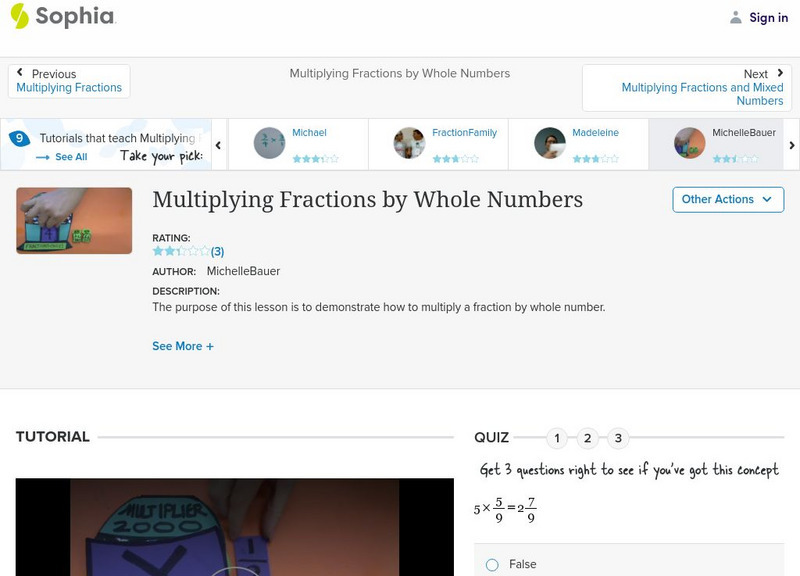 Sophia: Multiplying Fractions by Whole Numbers: Lesson 11 Instructional Video