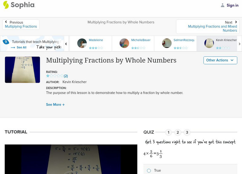 Sophia: Multiplying Fractions by Whole Numbers: Lesson 3 Instructional Video